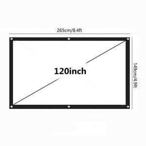 120" Projector Movie Screen Outdoor Portable 16:9 HD 3D Home Theater (Screen w/ Hooks, No Stand)