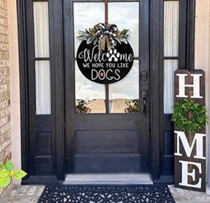Welcome Wreath Sign for Farmhouse Front Porch Decor, Door Hanging with Premium Greenery