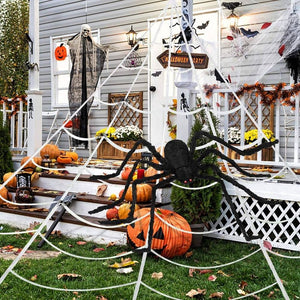 Outdoor Halloween Decorations, 200" Halloween Spider Web + 50" Giant Spider Decorations