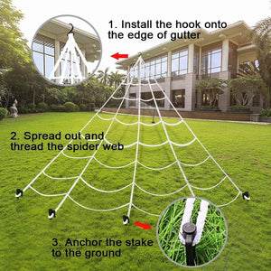 Outdoor Halloween Decorations, 200" Halloween Spider Web + 50" Giant Spider Decorations