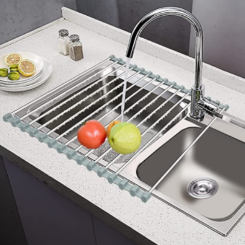 Roll-up Dish Drying Rack Over Sink