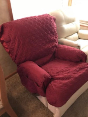 Diamond-Shape Quilted Stretch Recliner Cover with Storage Pockets