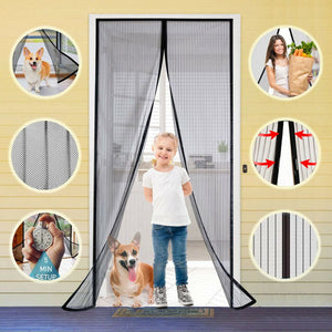 !! Magnetic Screen Door !! Retractable Mesh Net Hands Free Mosquito Magic