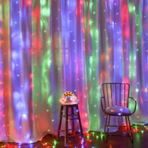 Multicolor Window Curtain String Lights