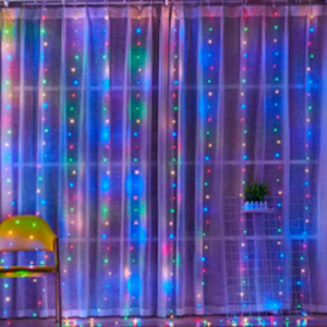 Multicolor Window Curtain String Lights