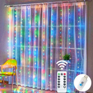 Multicolor Window Curtain String Lights