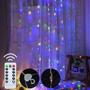 Multicolor Window Curtain String Lights
