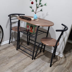3-Piece Wooden Round Table & Chair Set for Kitchen