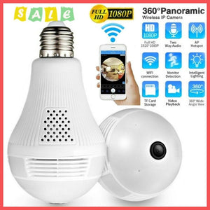 HD 1080P 360° Panoramic Hidden Wifi IP Camera Light Bulb Home Security Lamp Cam