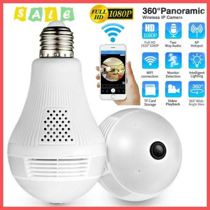 HD 1080P 360° Panoramic Hidden Wifi IP Camera Light Bulb Home Security Lamp Cam