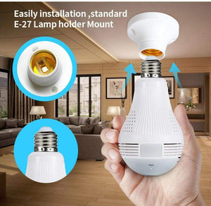 HD 1080P 360° Panoramic Hidden Wifi IP Camera Light Bulb Home Security Lamp Cam
