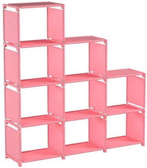 usuallye 9 Cube Storage Organizer Shelves DIY Open Stackable Bookshelf Closet Rack Bookcase Cabinet for Bedroom Living Room Office (Grey)