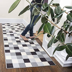 NEW 20" X 59" Checkered Runner Area Rug For Kitchen Laundry Room Non Slip Home Decor