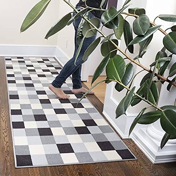 NEW 20" X 59" Checkered Runner Area Rug For Kitchen Laundry Room Non Slip Home Decor