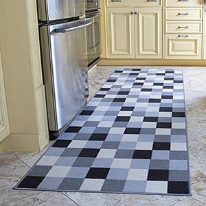 NEW 20" X 59" Checkered Runner Area Rug For Kitchen Laundry Room Non Slip Home Decor