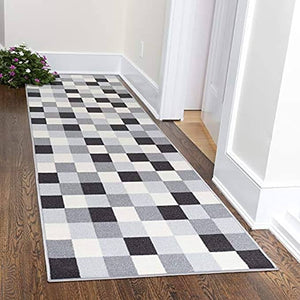 NEW 20" X 59" Checkered Runner Area Rug For Kitchen Laundry Room Non Slip Home Decor