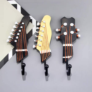 (3-Pack) Vintage Guitar Shaped Decorative Hooks Rack Hangers for Coats Towels Keys Hats