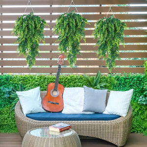 New❗❗ 3pcs Artificial Hanging Ferns, Plants Boston Fern Fake Greenery Vine UV Resistant Plastic