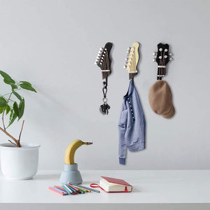 (3-Pack) Vintage Guitar Shaped Decorative Hooks Rack Hangers for Coats Towels Keys Hats