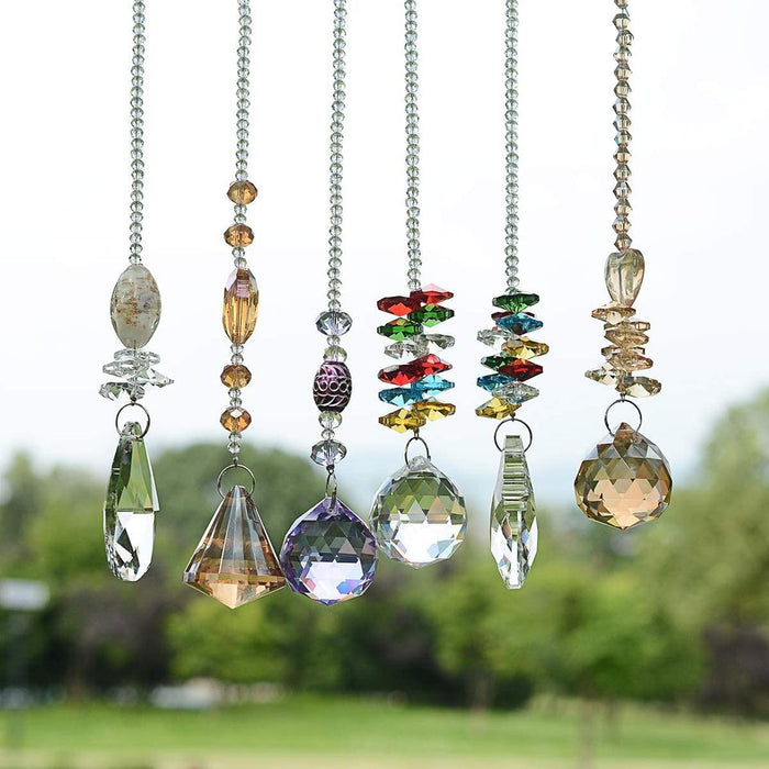 6 Pcs Crystal Suncatcher Prisms, Chakra Crystal Ball, Hanging Home & Garden Decoration
