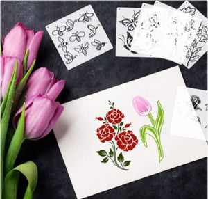 16 Pcs Flower Painting Stencils Drawing Templates Reusable