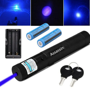900 Miles Blue Purple Laser Pointer Pen 405nm Lazer 1mW Light+2x Batt+Dual Char