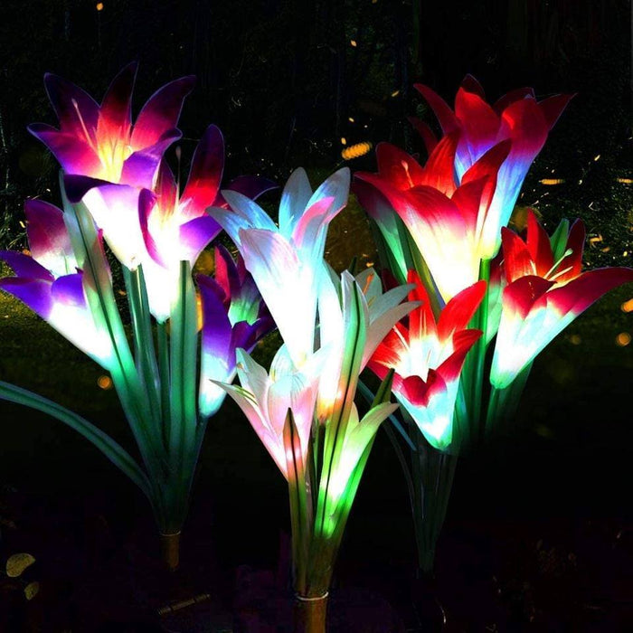 Solar Lily Garden Stake Lights, Landscape Lights with 7 Color Changing (2 PACK)