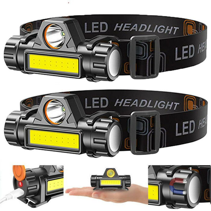 🔥 Hot Deal 2 Pack Headlamp USB Rechargeable Waterproof LED Headlight Flashlight Head Light