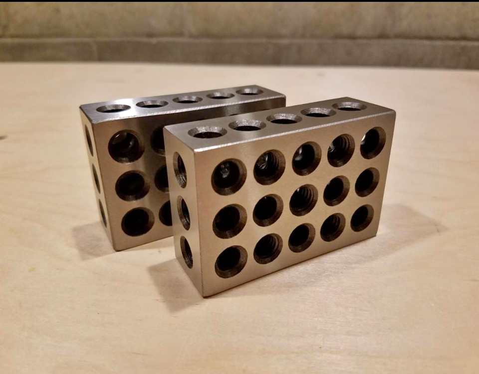 1-2-3-Gauge Blocks 2 Pack 3 x 2 in. x 1 in. Steel Hardened Precision Calibrators Calibrat