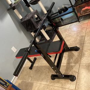 Folding Olympic Workout Station Bench w/Squat Rack Adjustable Multifunctional Black