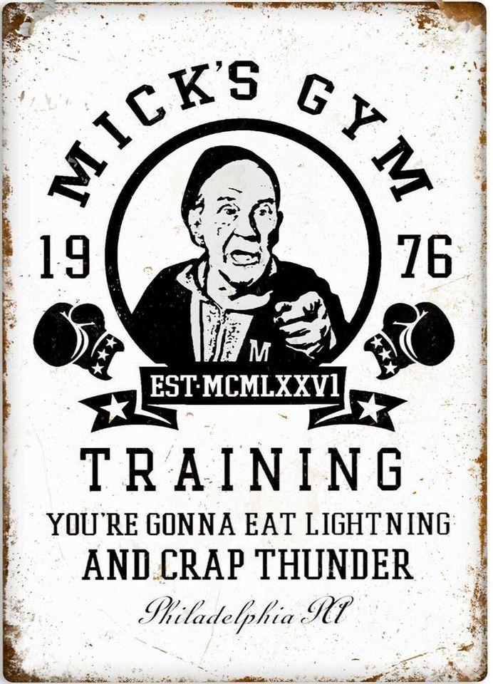 Micks Gym Vintage Retro Metal Tin Sign Plaque Decor Mighty Boxing Rocky