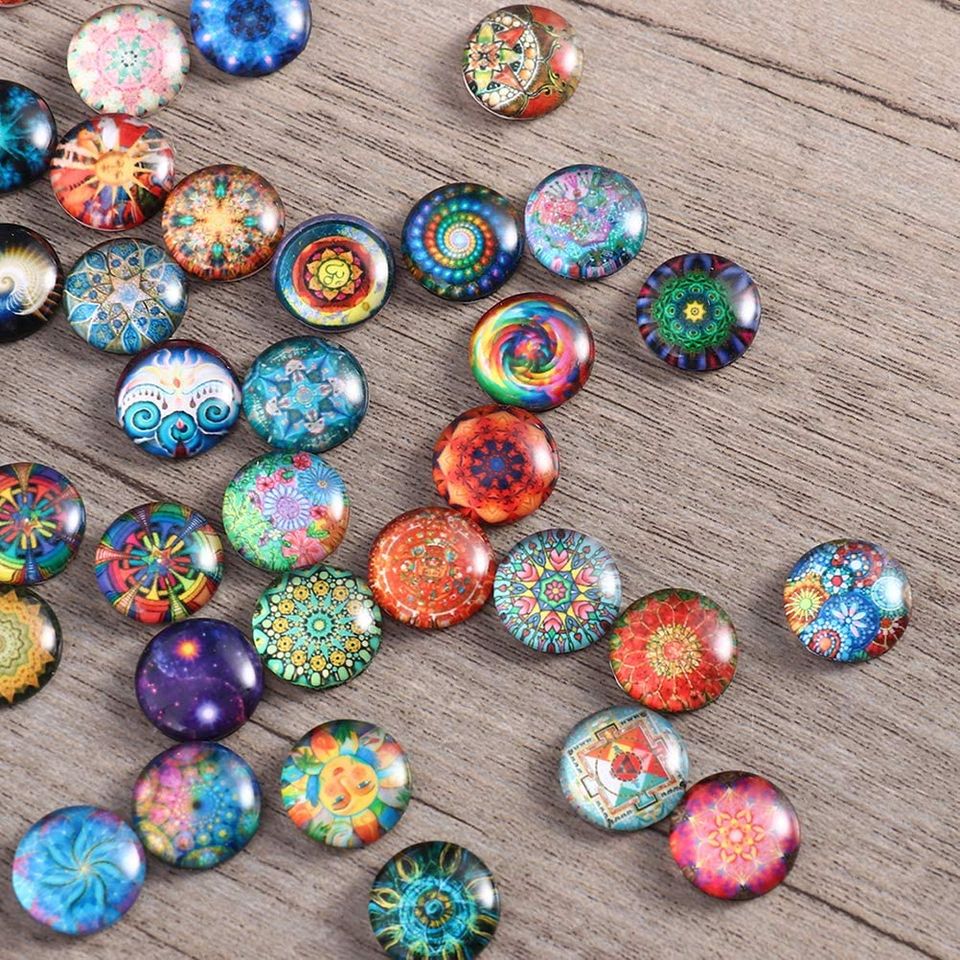100pcs 12mm Glass Dome cabochon Half Round Flatback Mosaic Tiles for Jewelry Making