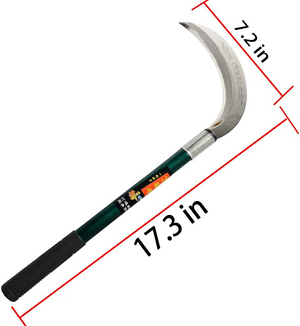 Steel Grass Sickle,Clearing Sickle,Brush Clearing Sickle with Carbon Steel Blade and Aluminum Handle