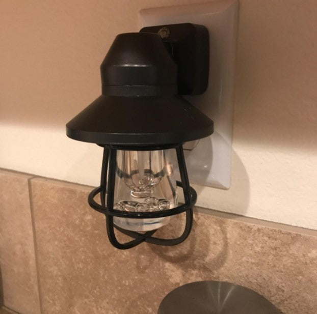 Rustic Vintage LED Night Light, Plug-in, Dusk-to-Dawn Sensor, Farmhouse, Home Décor, Hallway, Kitchen (Black)