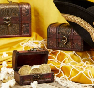 Set of 3 Small Wooden Treasure Chest Box for Jewelry Storage