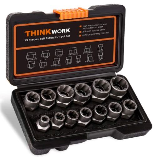 Impact Bolt & Nut Remover Set, 13+1 Pieces Bolt Extractor Tool Set, Stripped Lug Nut Remover