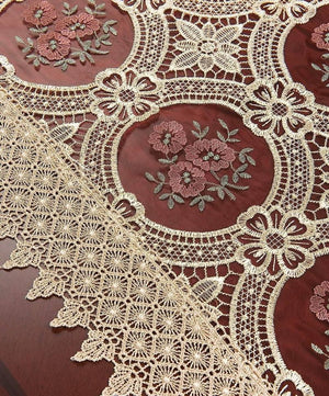 Vintage Embroidered Lace Table Runners | 16 × 48 Inch