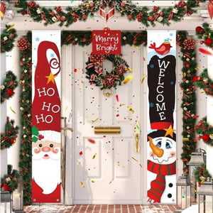 💯3pc Christmas Banner Decorations Welcome Merry Christmas Porch Sign Door Hanging Decor 71"💯