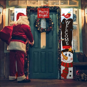 💯3pc Christmas Banner Decorations Welcome Merry Christmas Porch Sign Door Hanging Decor 71"💯