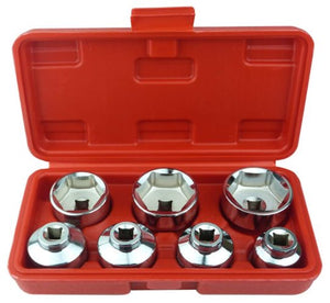 Heavy Duty 7-Piece Oil Filter Cap Wrench Tool Kit, Includes 24mm,27mm,29mm,30mm,32mm,36mm,38mm