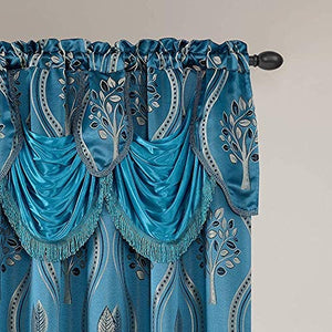 Luxurious Beautiful Curtain Panel Set with Attached Valance and Backing 54" X 84 inch