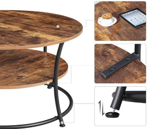 *New* Round Coffee Table, Cocktail Table With Storage Shelf, Easy Assembly, Metal Frame