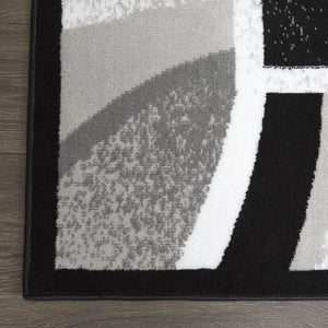 👌3'7"x5'2" Modern Area Rug Rectangular, Black/Gray