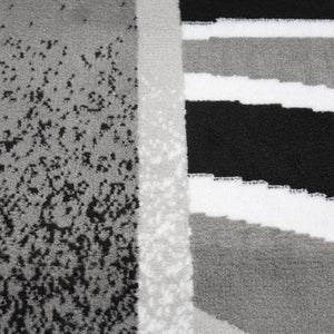 👌3'7"x5'2" Modern Area Rug Rectangular, Black/Gray