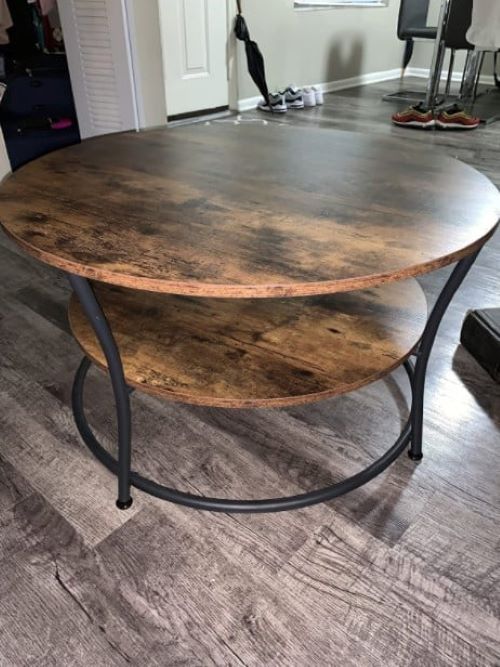 *New* Round Coffee Table, Cocktail Table With Storage Shelf, Easy Assembly, Metal Frame
