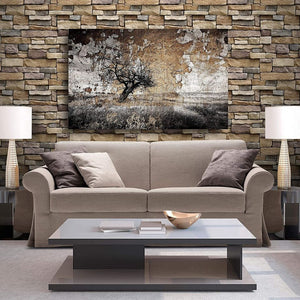 New! 3D Textured Stone Peel and Stick Wallpaper |17.71" x 393" | Pre-pasted