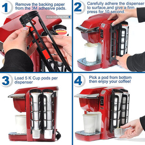 Coffee Pod Holder for Keurig K-cup, Side Mount K Cup Storage, Perfect for Small Counters (2 Pack/For 10 K Cups, Black)
