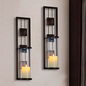 Wall Sconce Candle Holder Metal Wall Decorations for Living Room, Bathroom, Dining Room, Set of 2