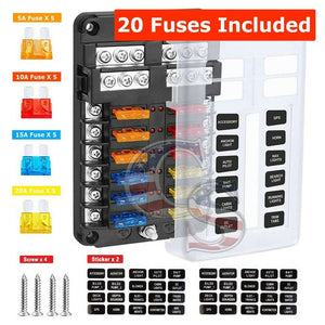 ⚡NEW⚡ 12-Way Blade Fuse Box Block Holder LED Indicator 12V 32V Auto Marine Waterproof