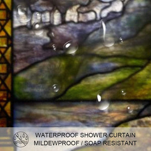 72x72in Stained Glass Shower Curtain with Hook Waterproof